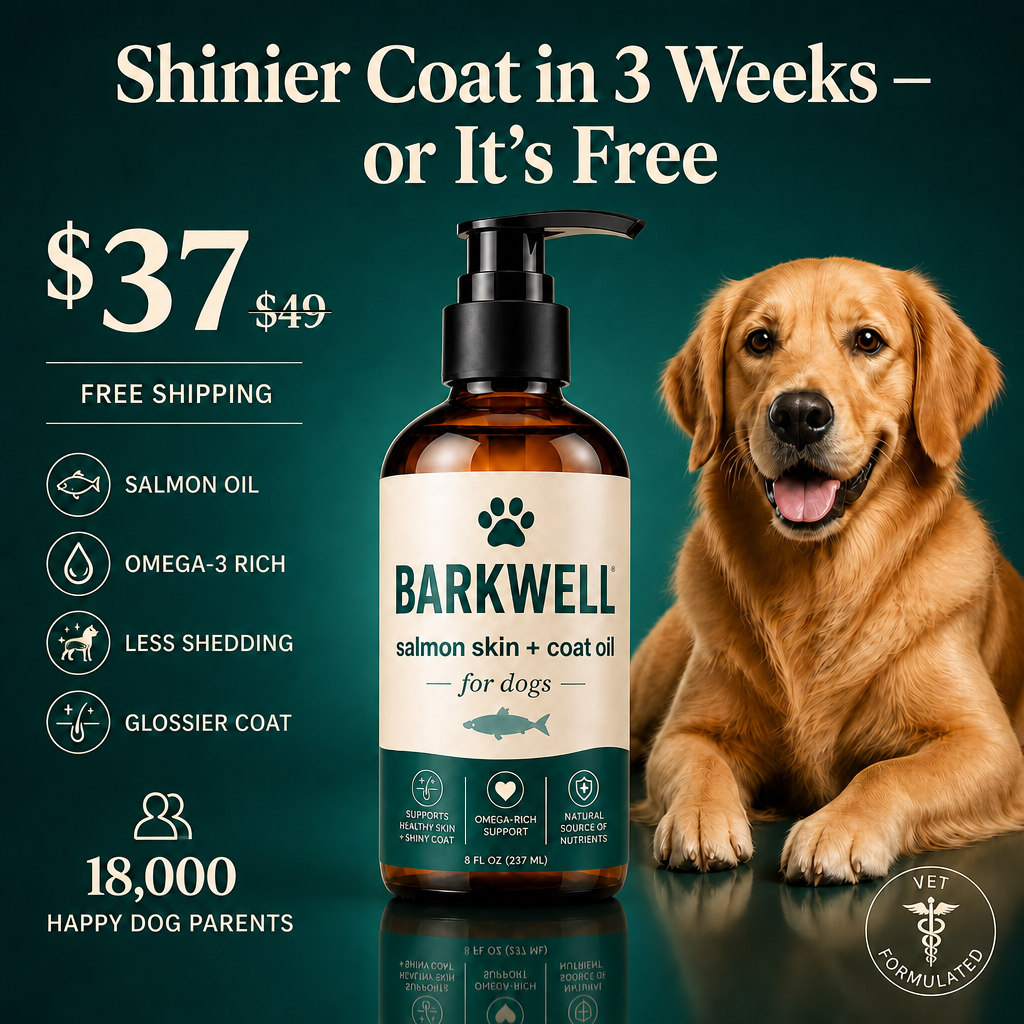 Meta ad creative — dog coat and skin oil offer