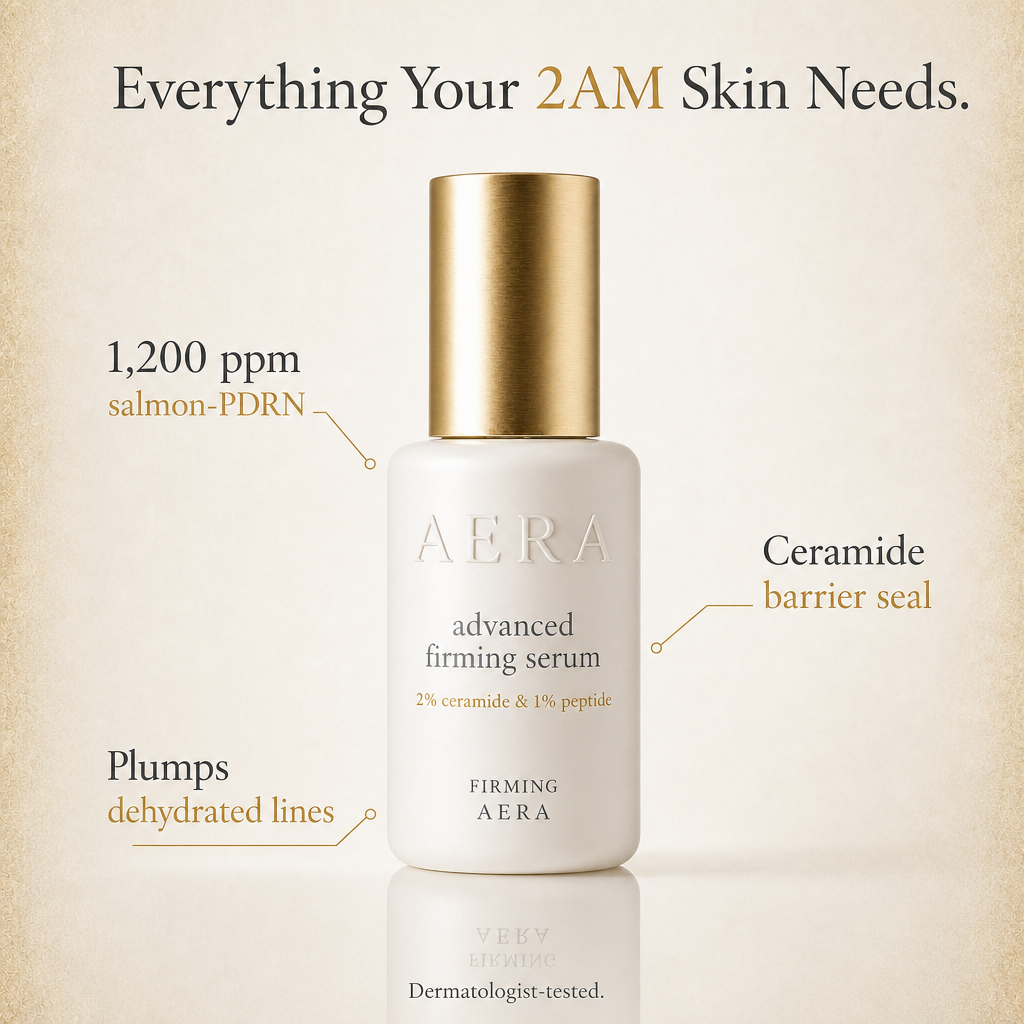 Meta ad creative — firming serum, lifted without the needle