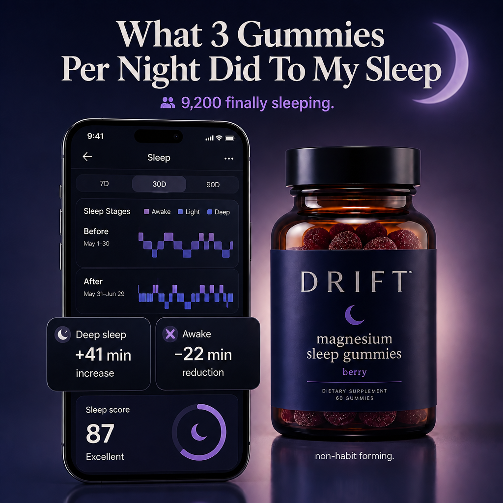 Meta ad creative - sleep gummies, results / sleep-tracking data