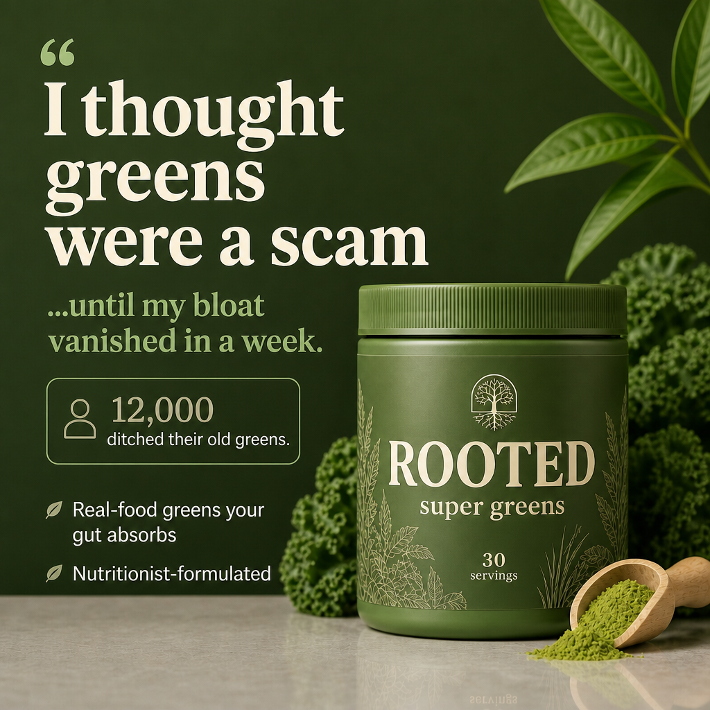 Meta ad creative — super greens supplement testimonial